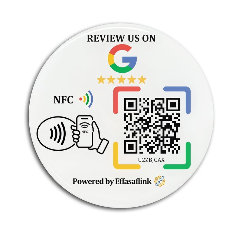 Effasaflink Epoxy Sticky Card with NFC Chip & QR Code - Compatible with Google Business Page for Customer Reviews, Boost Business Reviews, Essential for Small Businesses, No App, No Monthly Fee (White-1 card) - Image 1
